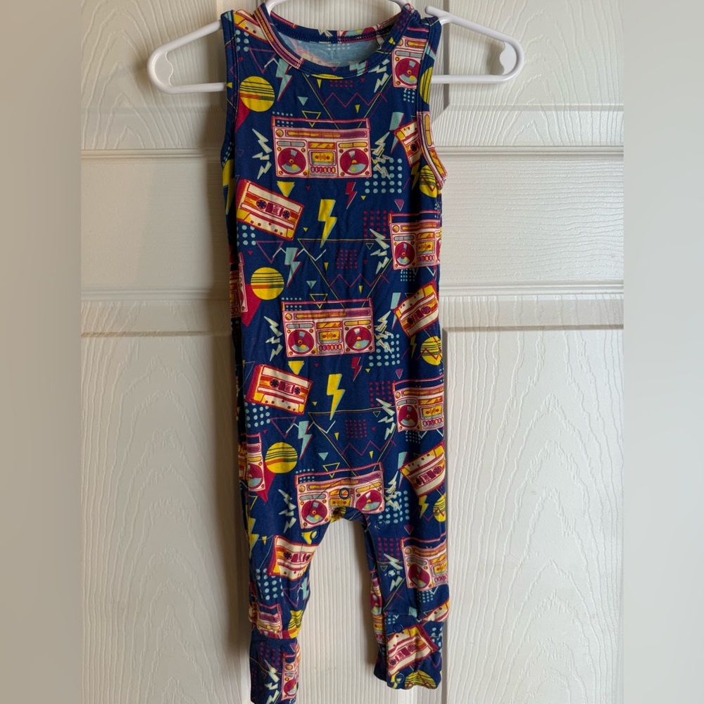 Posh Peanut,  retro boombox, bamboo Romper 6-9 months